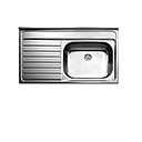 [FREG-210] FREGADERO SOBREPUESTO 1 POZO FALDON/IZQUIER CON DESAGUE (100X50)