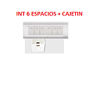 [INTE-940] INTERRUPTOR "6 ESPACIOS" PLATEADO AQUA MAVIJU + CAJETIN